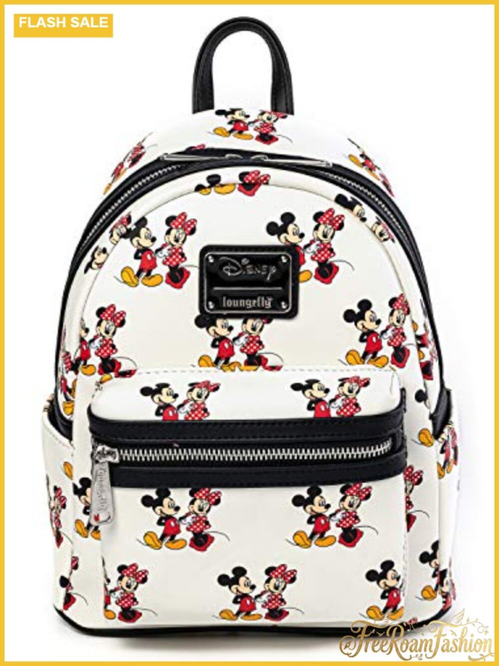 Disney Mickey Minnie Mouse Faux Leather Double Strap Shoulder Bag